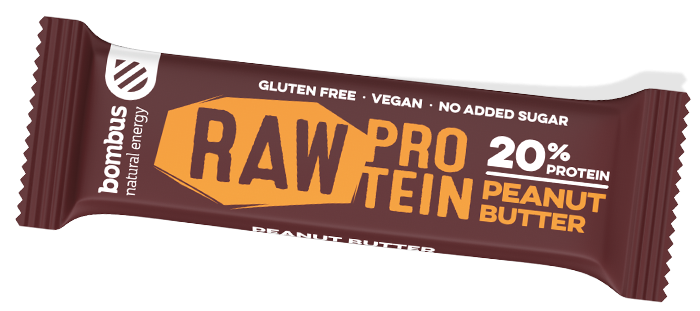 Gustari si batoane proteice BOMBUS Raw protein-Peanut butter 50g