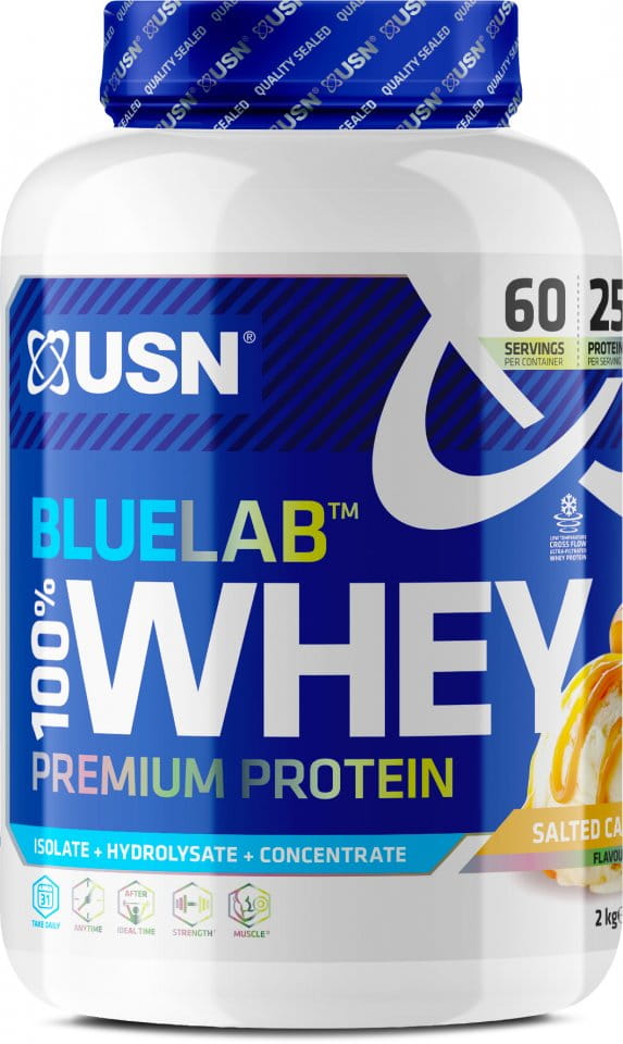 Proteine ​​din zer pudră USN 100% Premium BlueLab 908g căpșuni