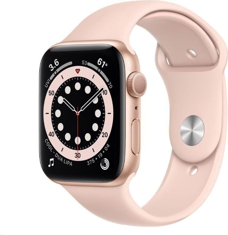 Ceas Apple Watch S6 GPS, 44mm Gold Aluminium Case with Pink Sand Sport Band - Regular