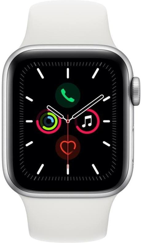 Ceas Apple Watch Series 5 GPS, 40mm Silver Aluminium Case with White Sport Band