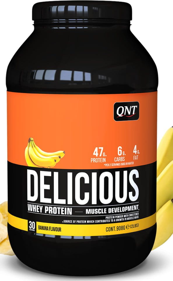 Pudre proteice QNT Delicious Whey Protein banana - 908 g